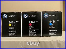 Genuine HP CF031A CF032A CF033A 646A Cyan Magenta Yellow New Sealed Boxes