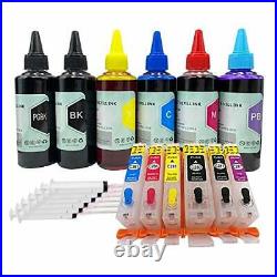 HEMAINK Empty Refillable Ink Cartridge and 6 Bottles Ink Compatible for Canon