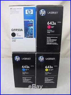 HP 4700 Toner Set Q5950A Q5951A Q5952A Q5953A New Genuine Shelfworn Boxes Sealed