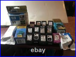 Lot of 13 asst EMPTY genuine HP 61& 65 ink cartridges +5 filled hp 99,61/301, lex