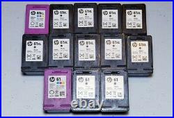 Lot of 14 HP 61 HP 61XL Color and Black Empty Virgin Ink Cartridges