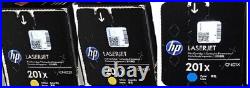 Lot of 3 Genuine Factory Sealed HP 201X Yellow and 201X Cyan Toner Cartridges