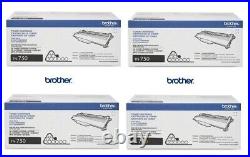 Lot of 4 Genuine Factory Sealed Brother TN-750 Toner Cartridges TN750