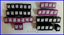 Lot of 43 Empty HP 60 62 62XL 901 901xl Black and Color Virgin Ink Cartridges