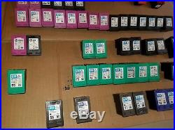 Lot of 61 used Empty HP BLACK AND COLOR INK CARTRIDGES
