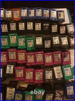 Lot of(96) mostly Virgin Empty Genuine HP Ink and canon Cartridges