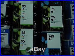 Mixed Lot Of Over 90 HP Ink Cartridges 940xl, 96, 75, 74, 95, 97