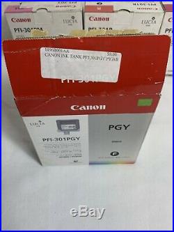 New Genuine Canon PFI-301 set of 4 Ink tank M, R, GY, PM iPF8000 iPF9000