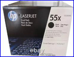 New Genuine Factory Sealed HP 55X CE255X CE255XD Dual Pack of 2 Toner Cartridges