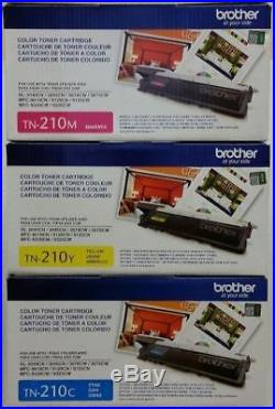 New Set 3 Genuine SEALED BAG Brother TN-210 Cyan Magenta Yellow Toner Cartridges