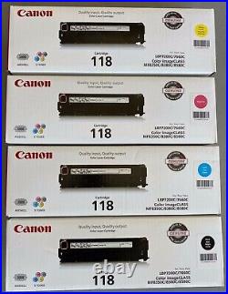 New Set of 4 Genuine Factory Sealed CANON 118 Toner Blk Cyn Mag Yel Image Class