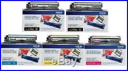 New Set of 5 Genuine Brother Toner Cartridges TN-210C TN-210M TN-210Y TN-210BK
