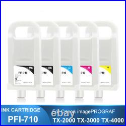 PFI-710 Refillable Ink Cartridge For Canon TX-2000 3000 4000 Printer 5Colors/Set
