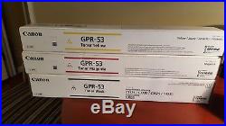 Set 3 of Genuine Factory Sealed GPR-53 Black Magenta Yellow Toner Cartridges