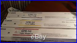 Set 3 of Genuine Factory Sealed GPR-53 Black Magenta Yellow Toner Cartridges