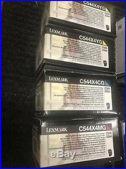 Set 4 Genuine Lexmark 1-C544X1CG 2-C544X4YG 1-C544X1MG Toner Cartridges C544X