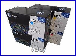 Set 4 New Genuine SEALED BAG OPEN BOX HP CE250A CE251A CE252A CE253A Toner 504A