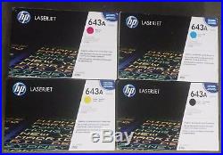 Set 4 New Genuine Sealed HP Q5950A Q5951A Q5952A Q5953A Toner Cartridges 643A