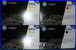 Set 4 New Genuine Sealed HP Q5950A Q5951A Q5952A Q5953A Toner Cartridges 643A
