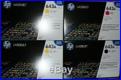 Set 4 New Genuine Sealed HP Q5950A Q5952A Q5953A Toner Cartridges 643A NO CYAN