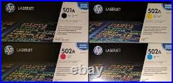 Set 4 New Genuine Sealed HP Q6470A Q6471A Q6472A Q6473A KCMY Toners 502A TAPED