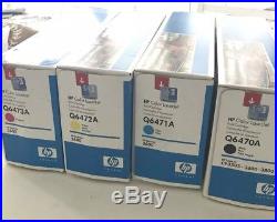 Set 4 New Genuine Sealed HP Q6470A Q6471A Q6472A Q6473A Toner Cartridges 501A