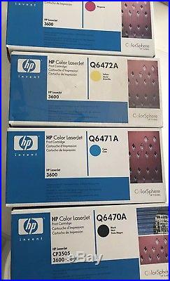 Set 4 New Genuine Sealed HP Q6470A Q6471A Q6472A Q6473A Toner Cartridges 501A