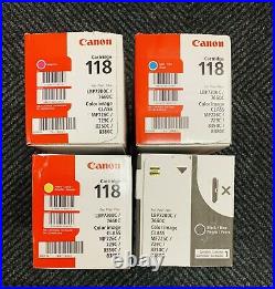 Set Of 4 Genuine Factory Sealed Canon 118 K C M Y Toner Cartridges 118