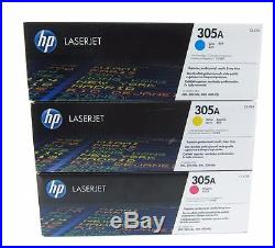 Set of 3 Factory Sealed New Genuine HP CE411A CE412A CE413A Cartridges 305A