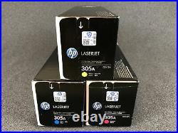 Set of 3 Genuine HP 305A CE411A Cyan CE412A Yellow CE413A Magenta Cartridges