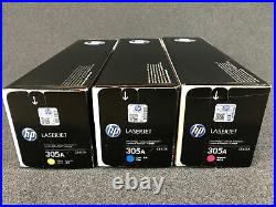 Set of 3 Genuine HP 305A CE411A Cyan CE412A Yellow CE413A Magenta Cartridges