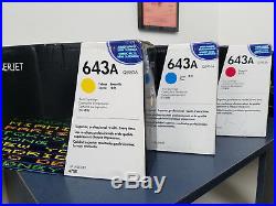 Set of 3 HP New OEM Genuine Sealed Toner Cartridges 643A- Q5951A Q5952A Q5953A