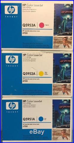 Set of 3 New Genuine Fact Sealed HP Q5951A Q5952A Q5953A Toner Cartridges 643A