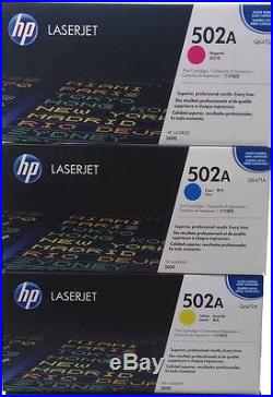 Set of 3 New Genuine HP Q6471A Q6472A Q6473A Toner Cartridges 502A SEALED BAGS