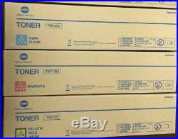 Set of 3 New Genuine Sealed Konica Minolta TN713M TN713Y TN713C Toner Cartridges