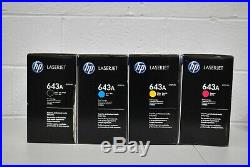 Set of 4 GENUINE Brand New SEALED HP 643A BCMY Toner Cartridge