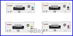 Set of 4 Genuine Factory Sealed Canon 118 Toner Cartridges Black Cyn Mag Yellow