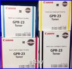 Set of 4 Genuine Factory Sealed Canon GPR-23 Blk Cyn Mag Yel Toner Cartridges