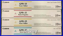 Set of 4 Genuine Factory Sealed Canon GPR-31 Cyan Magenta Yellow (NO BLACK)