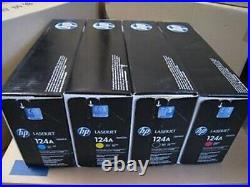 Set of 4 Genuine Sealed HP 124A Toner Cartridges Q6000A Q6001A Q6002A Q6003A