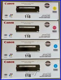 Set of 4 NEW Genuine Canon 118 Cyan Yellow Magenta (NO BLACK) NO BOX OPEN BAG