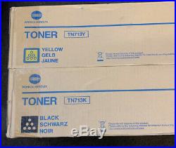 Set of 4 New Genuine Sealed Konica Minolta TN713K TN713M TN713Y TN713C Toners