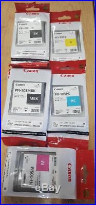 Set of 5 Genuine Canon Factory Sealed PFI-105 Inkjet Cartridges IPF6300 IPF6350