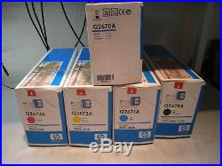 Set of 5 New Factory Sealed HP Q2670A Q2681A Q2682A Q2683A Laser Cartridges