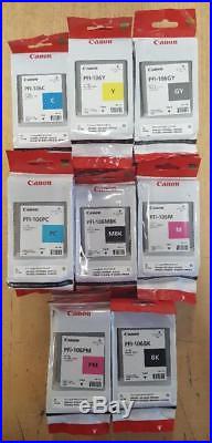 Set of 8 Genuine Canon Factory Sealed PFI-106 Inkjet Cartridges IPF6300 IPF6400