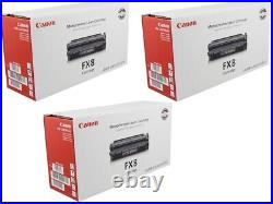 THREE New Genuine Original OEM Factory Sealed Canon FX8 Black Toner Cartridges
