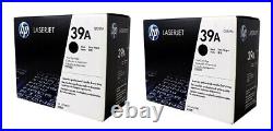 TWO New Genuine Factory Sealed HP 39A Toner Cartridges Q1339A Black Boxes