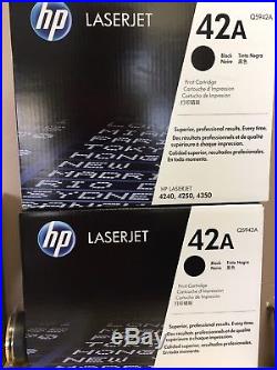 Two New Genuine HP 42A Laser Cartridge Toners in Original Box, Never Opened